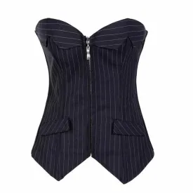 Black Striped Formal Suit Corset Top