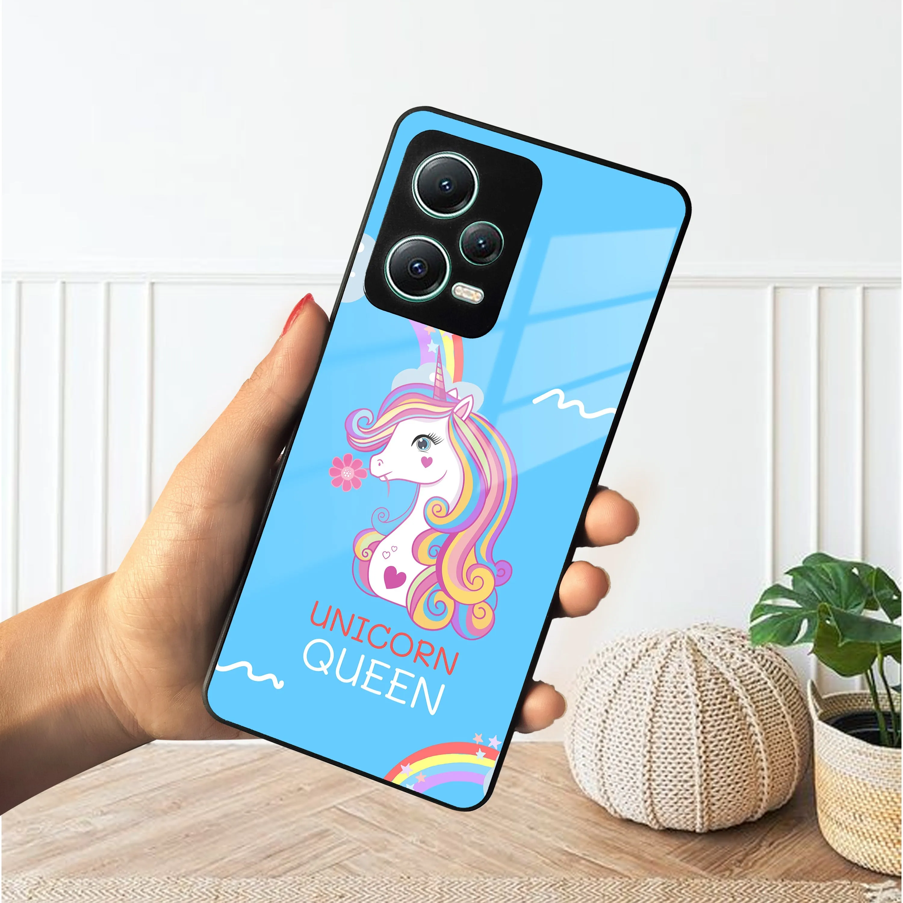 Blue Unicorn Queen Glass Phone Case For Redmi/Xiaomi