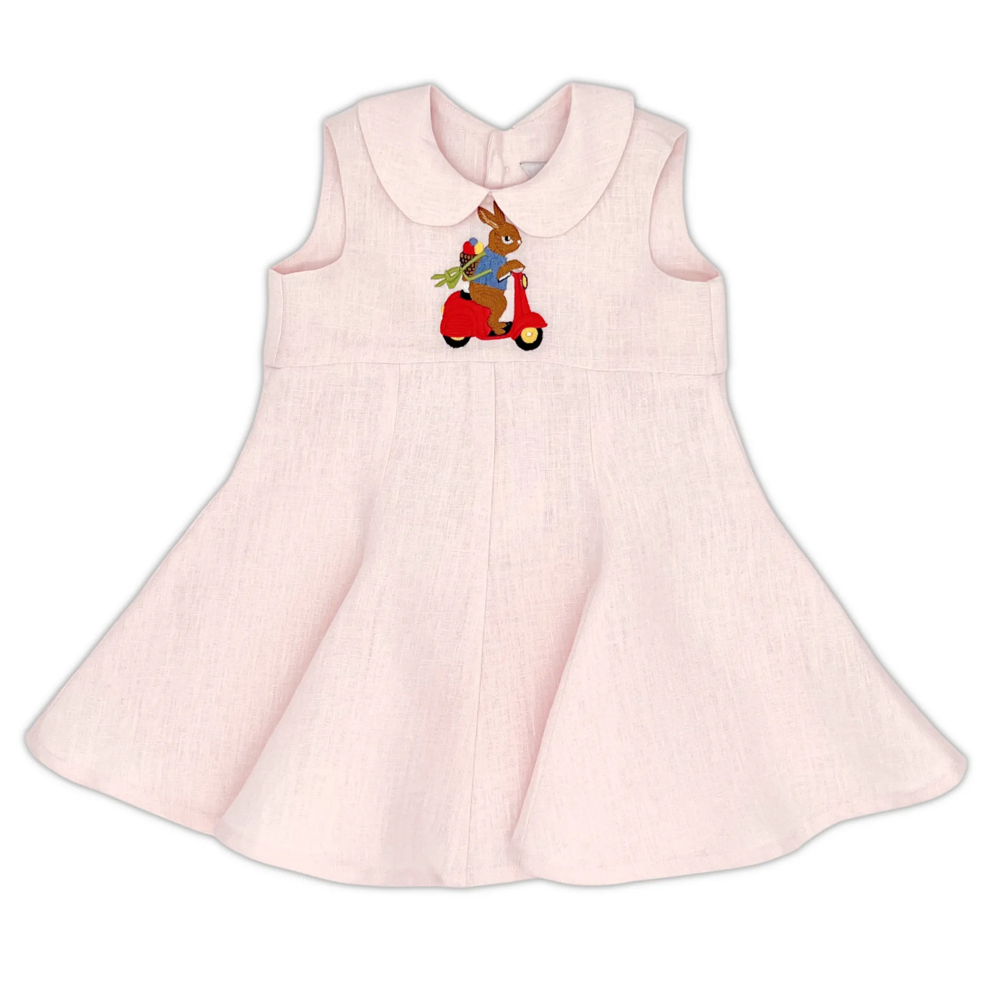 Blush Linen Scooter Bunny Dress