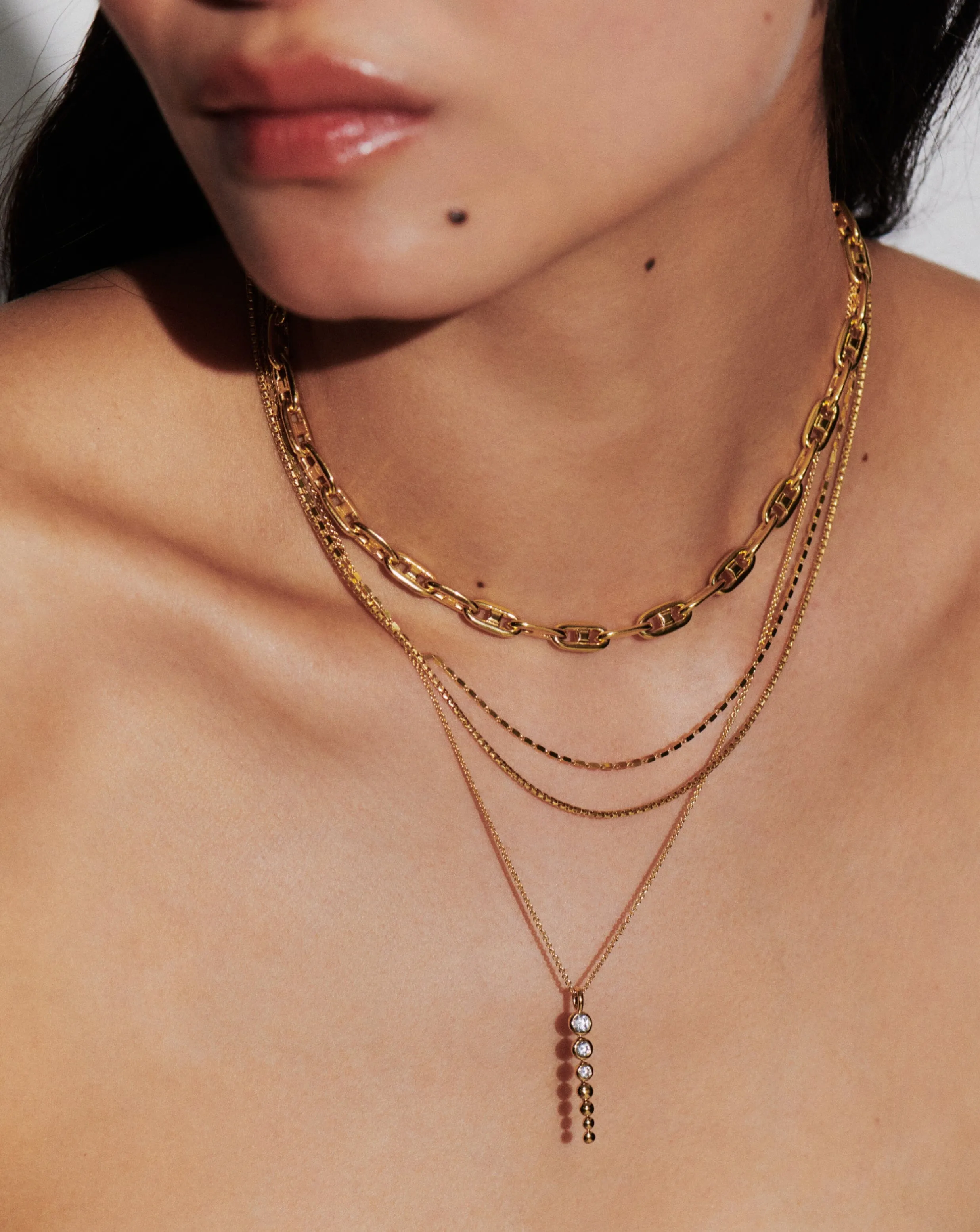 Box Link Double Chain Necklace | 18k Gold Vermeil