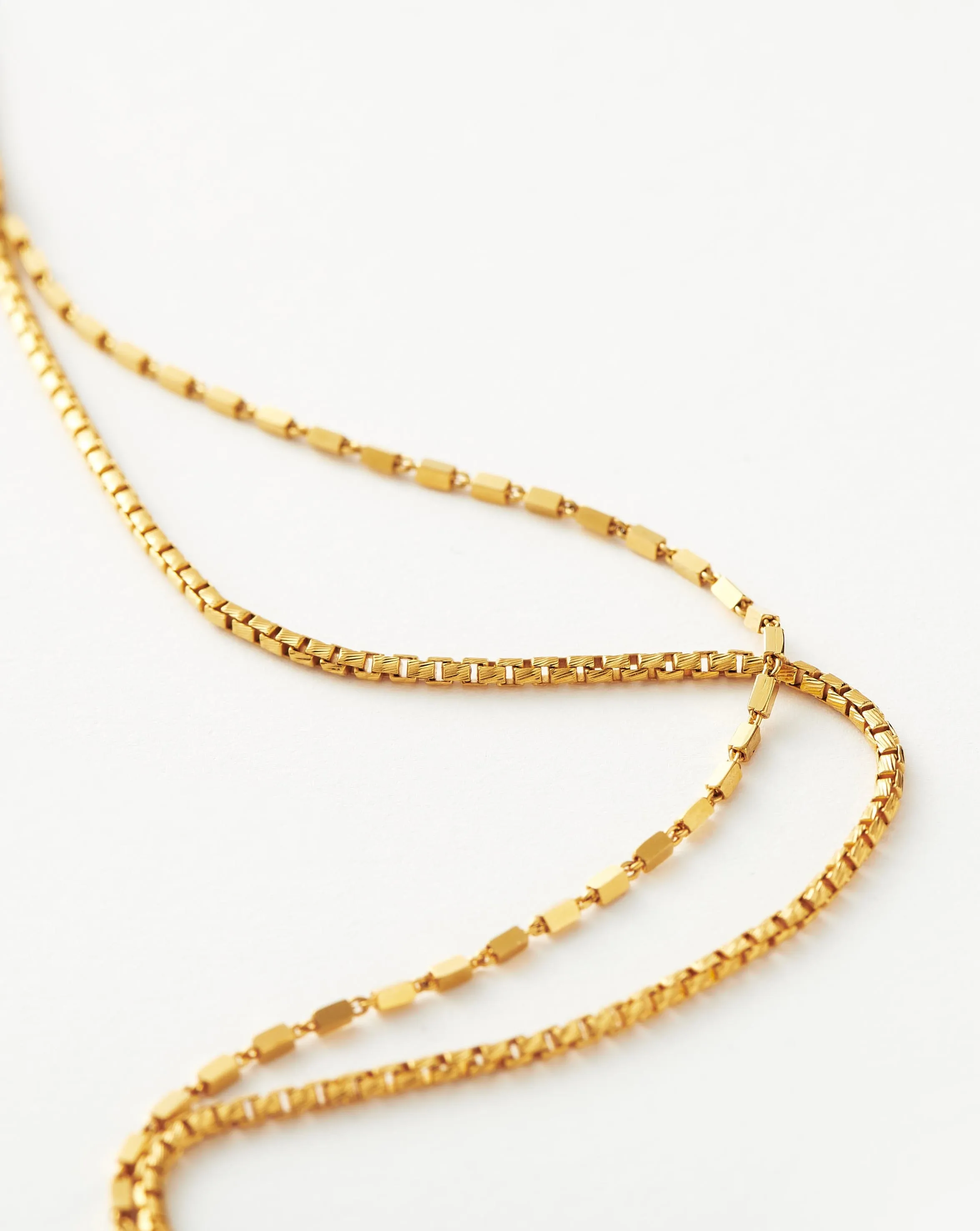 Box Link Double Chain Necklace | 18k Gold Vermeil