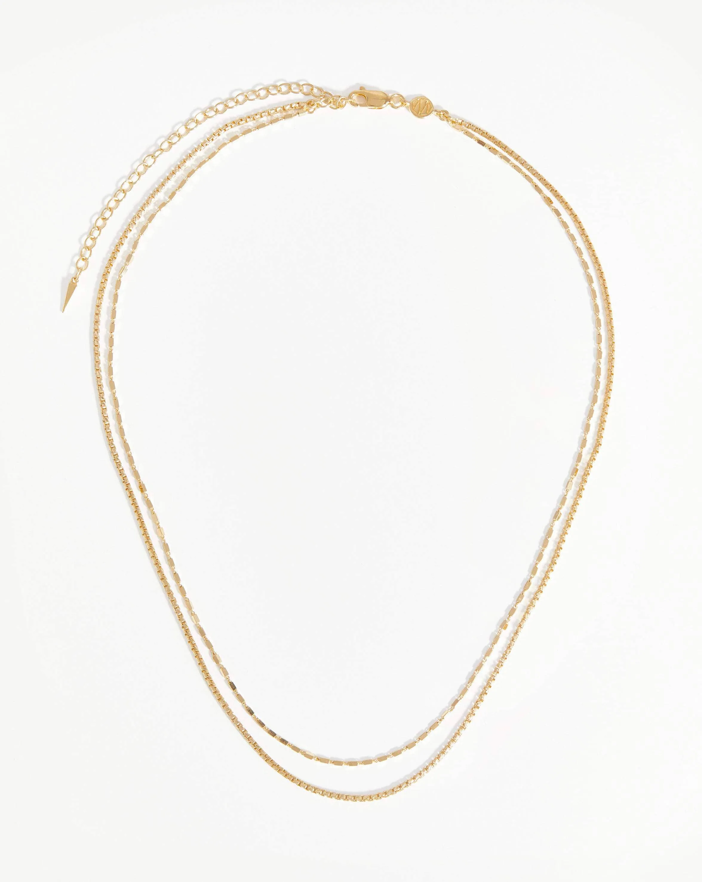 Box Link Double Chain Necklace | 18k Gold Vermeil