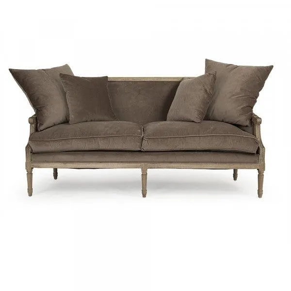 Brown Velvet French Louis Sofa