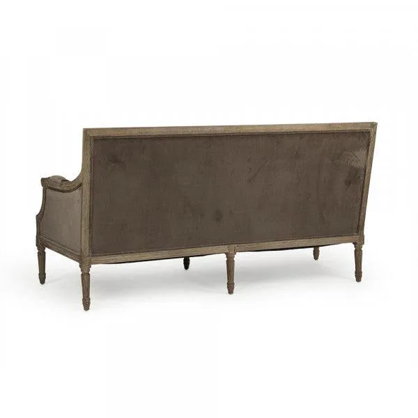 Brown Velvet French Louis Sofa