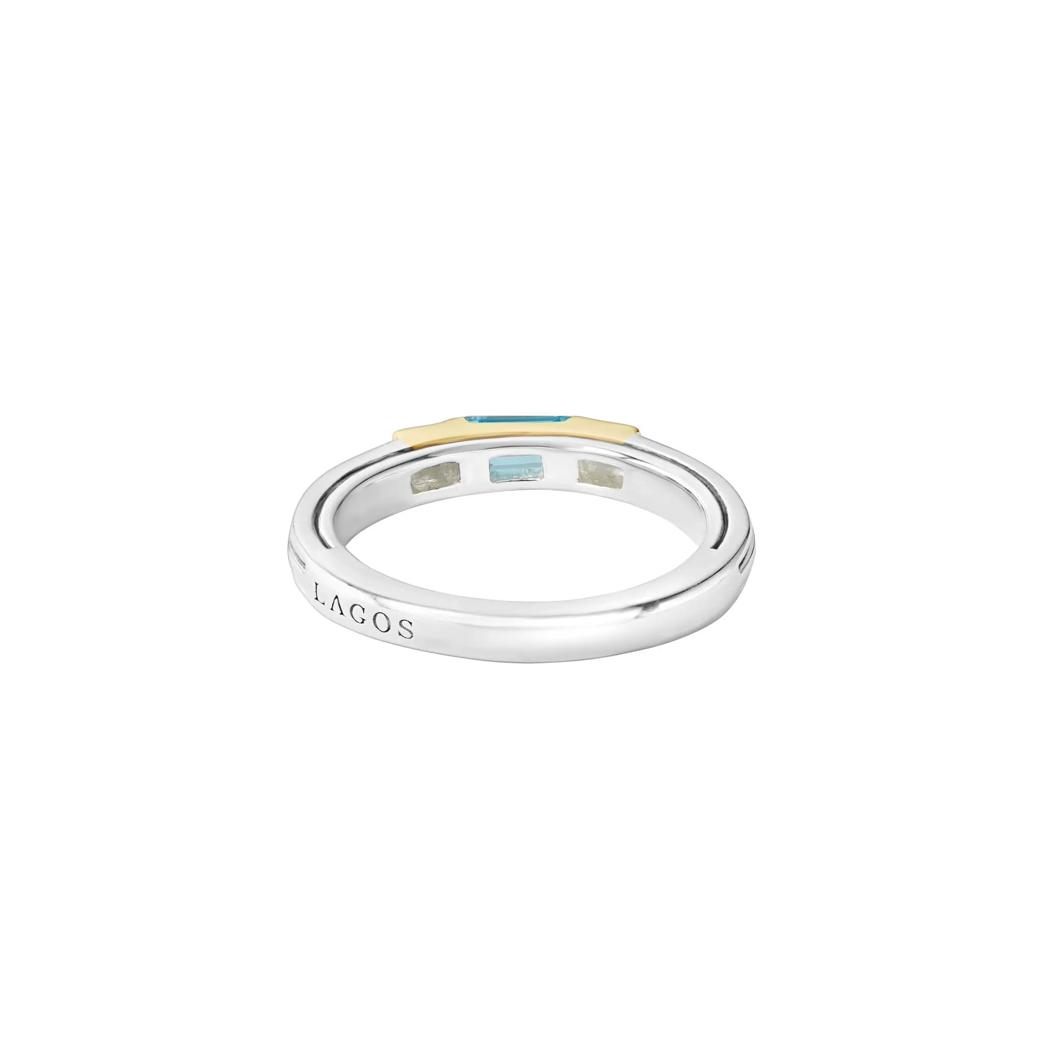 Caviar Color Swiss Blue Topaz and Diamond Stacking Ring