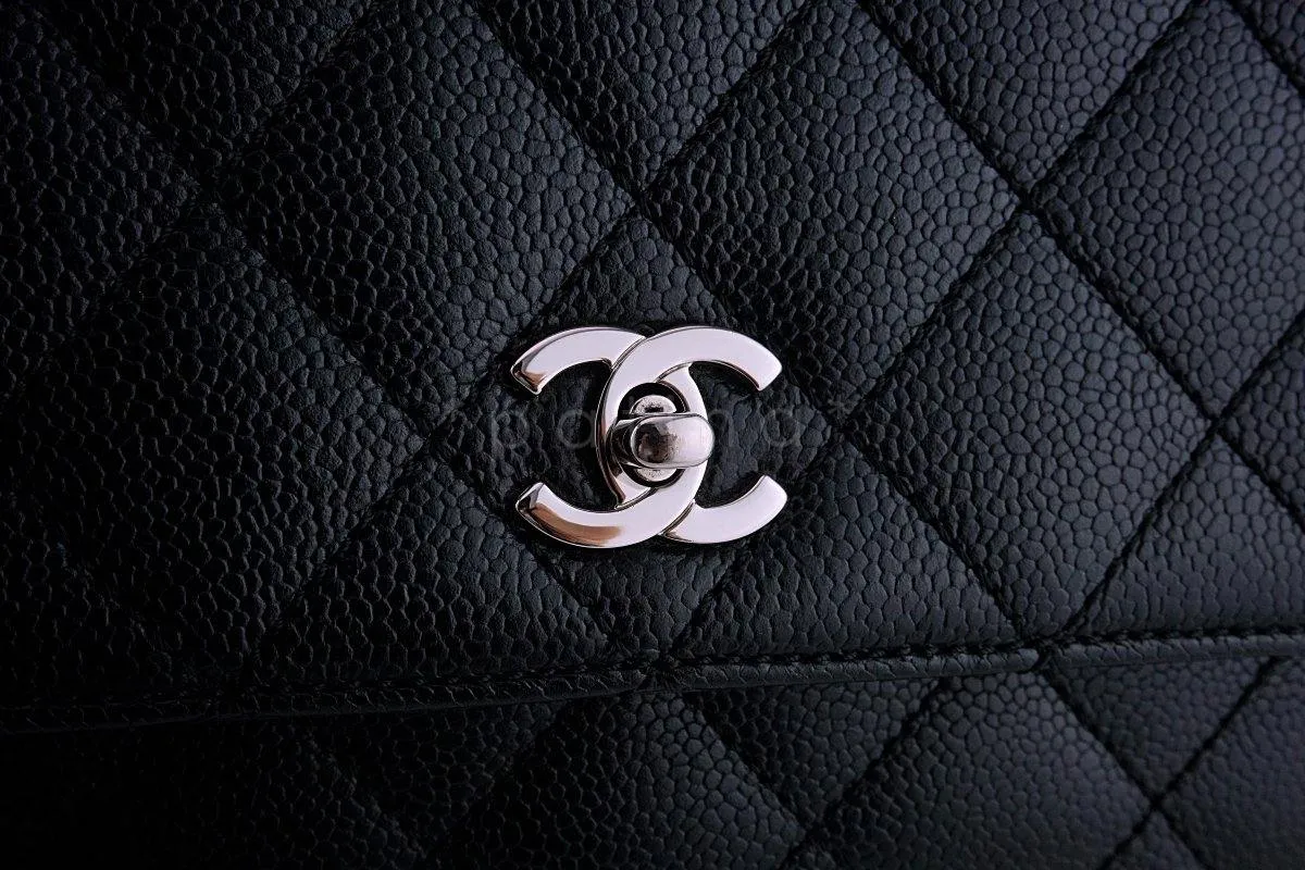 Chanel Black Caviar Classic Quilted Kelly Flap Bag SHW