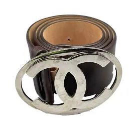 CHANEL - Jumbo Oval CC Logo Buckle Leather - Brown - 75-30 - Belt