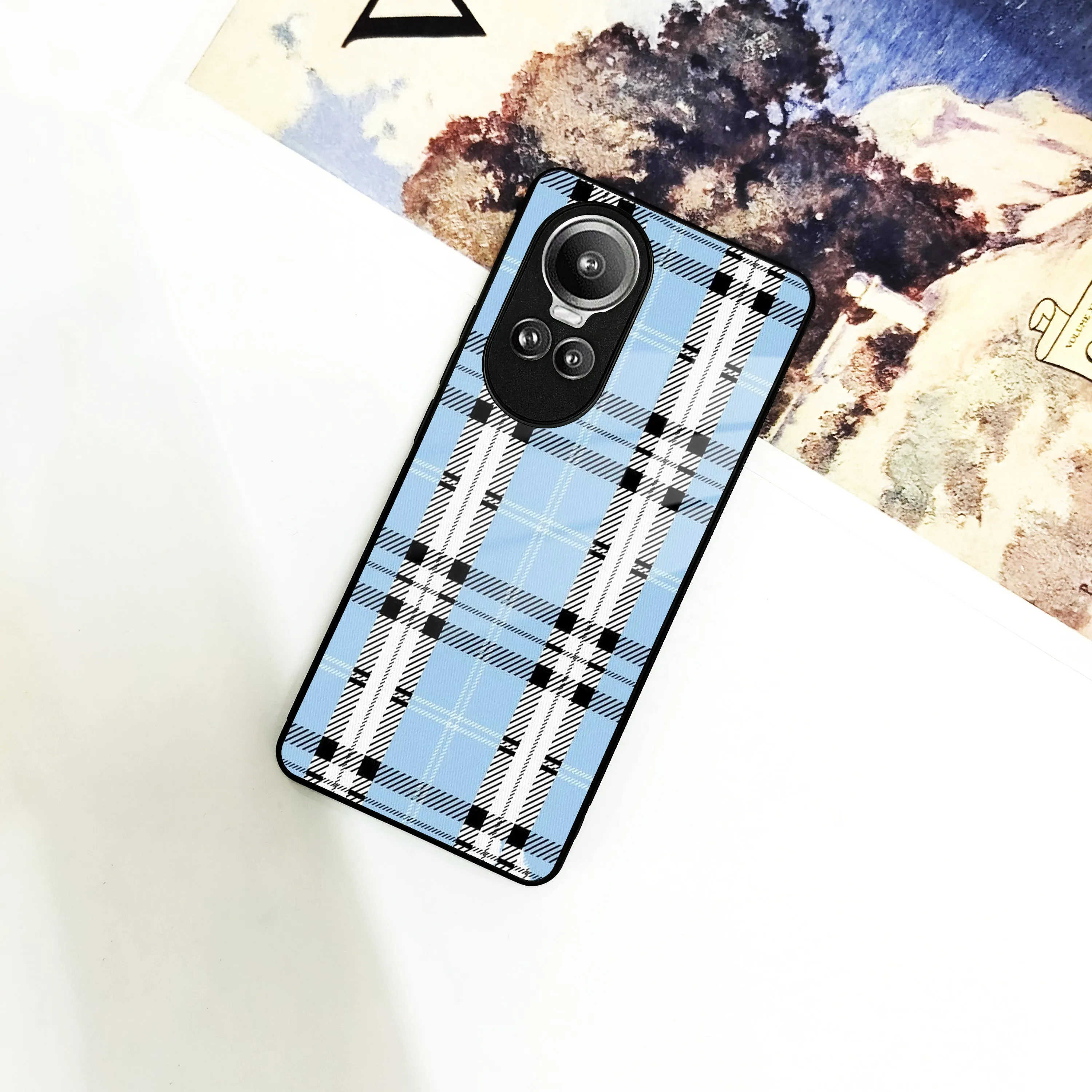 Check Glass Phone Case And Cover For Oppo