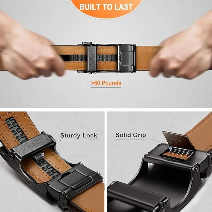 CIMONI® Premium Vegan Leather Autolock Belt for Men with Slide Buckle