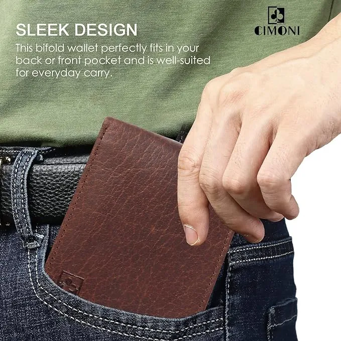 CIMONI® Premium Vegan Leather Belt & Wallet Combo for Men RFID Protection Textured Wallets