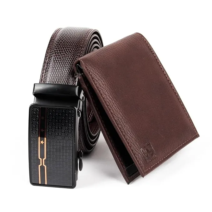 CIMONI® Premium Vegan Leather Belt & Wallet Combo for Men