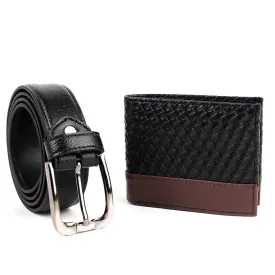 CIMONI Vegan Leather Belt & Wallet Combo for Men on Offer