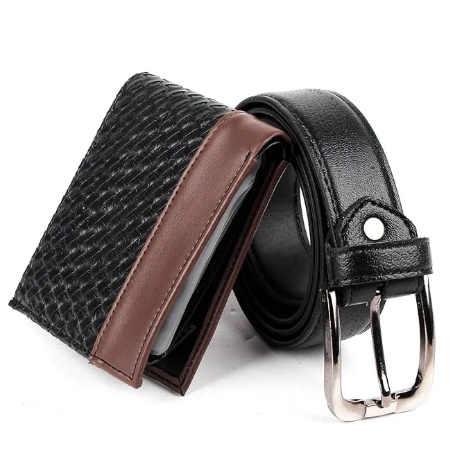 CIMONI Vegan Leather Belt & Wallet Combo for Men on Offer