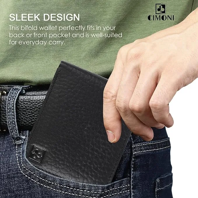 CIMONI Vegan Leather Belt & Wallet Combo for Men RFID Protection wallet