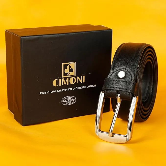 CIMONI Vegan Leather Belt for Men with Designer Buckel Wear Classic belt