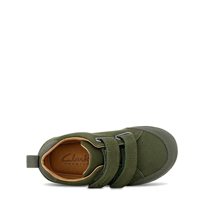 Clarks Toddlers Melvin Leather Sneaker Shoe Olive D Narrow Width