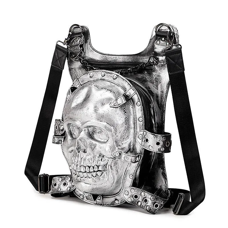 Cool Unisexs 3D Skull Backpack ,Leisure Backpack , Chain Handle Bag