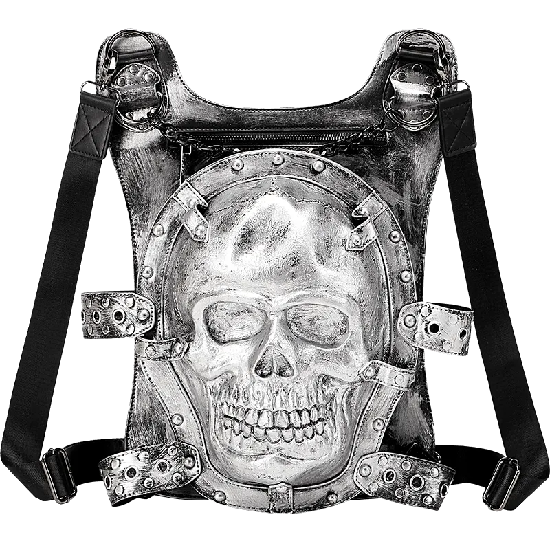 Cool Unisexs 3D Skull Backpack ,Leisure Backpack , Chain Handle Bag