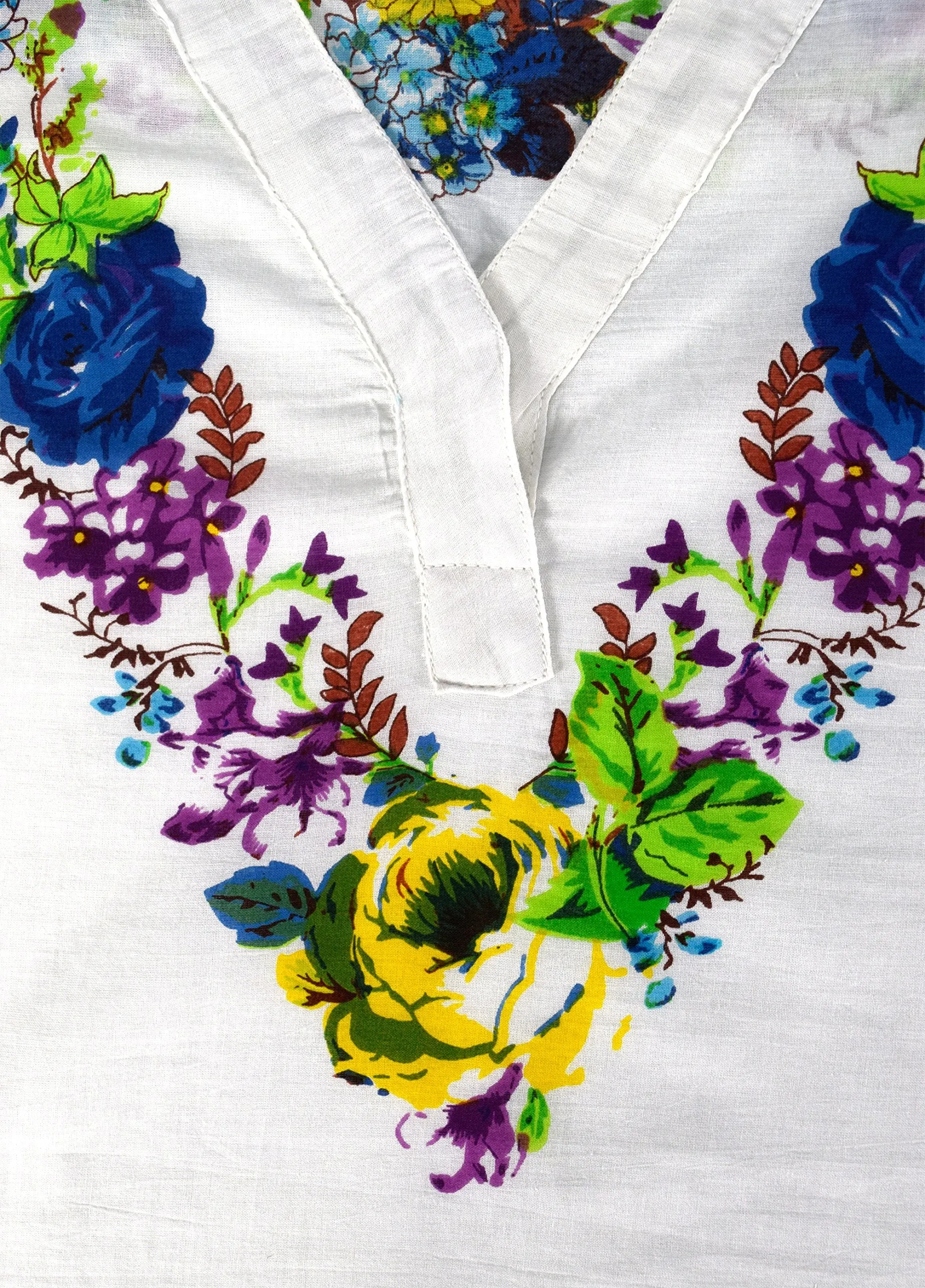 Cotton Floral Embroidered Vintage Petite Tunic Coverup Beachwear