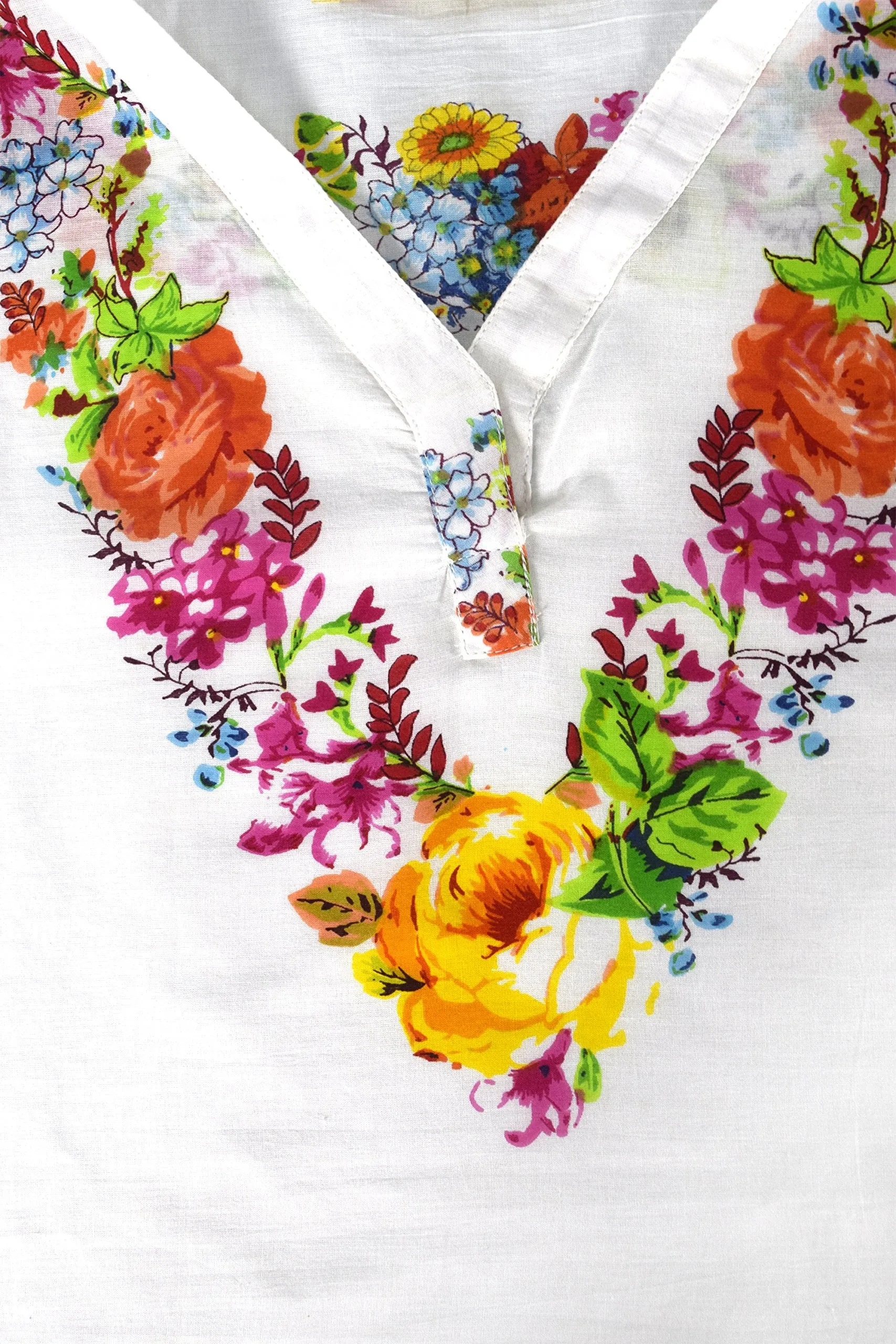 Cotton Floral Embroidered Vintage Petite Tunic Coverup Beachwear