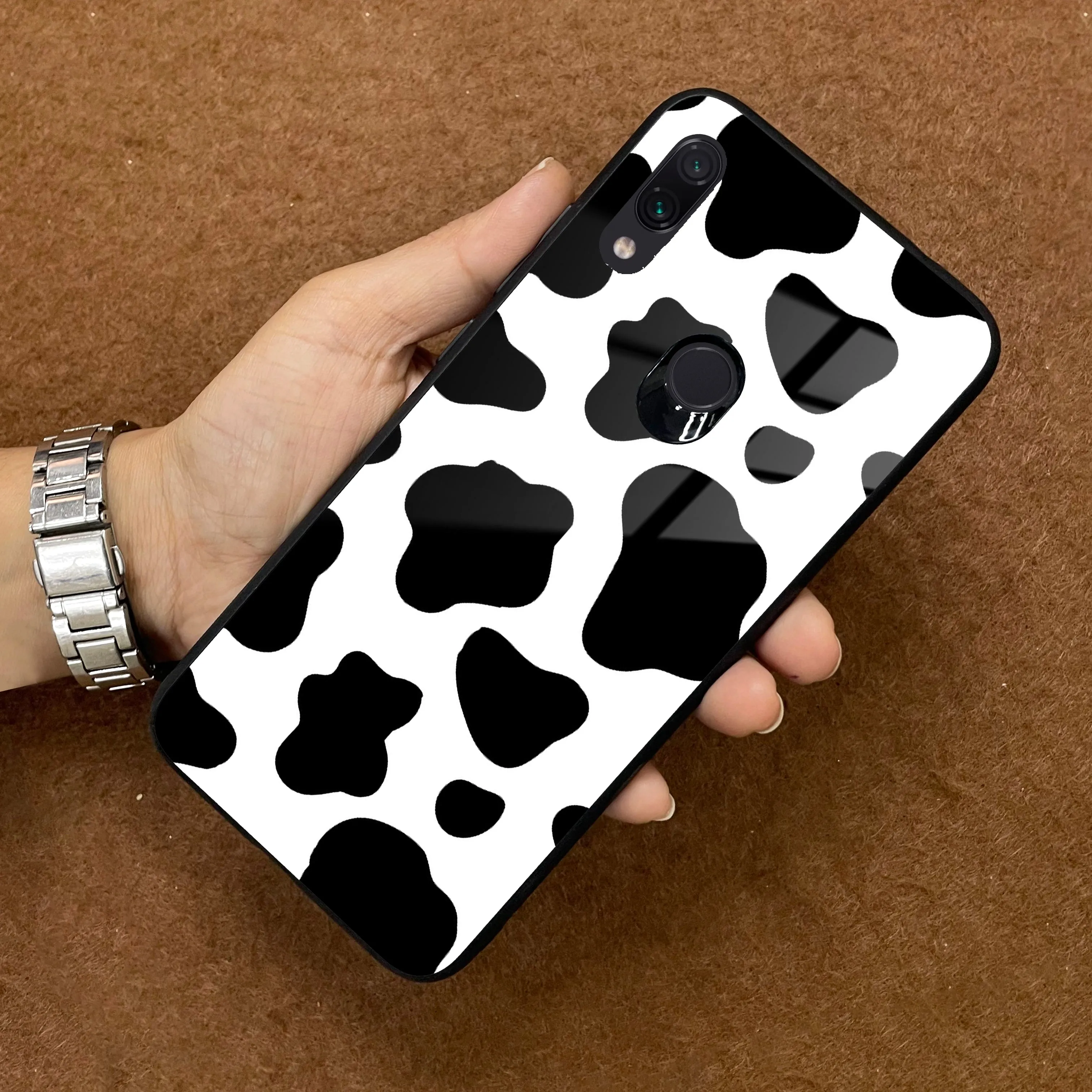 Cow Print Glass Phone Case And Cover For Redmi/Xiaomi