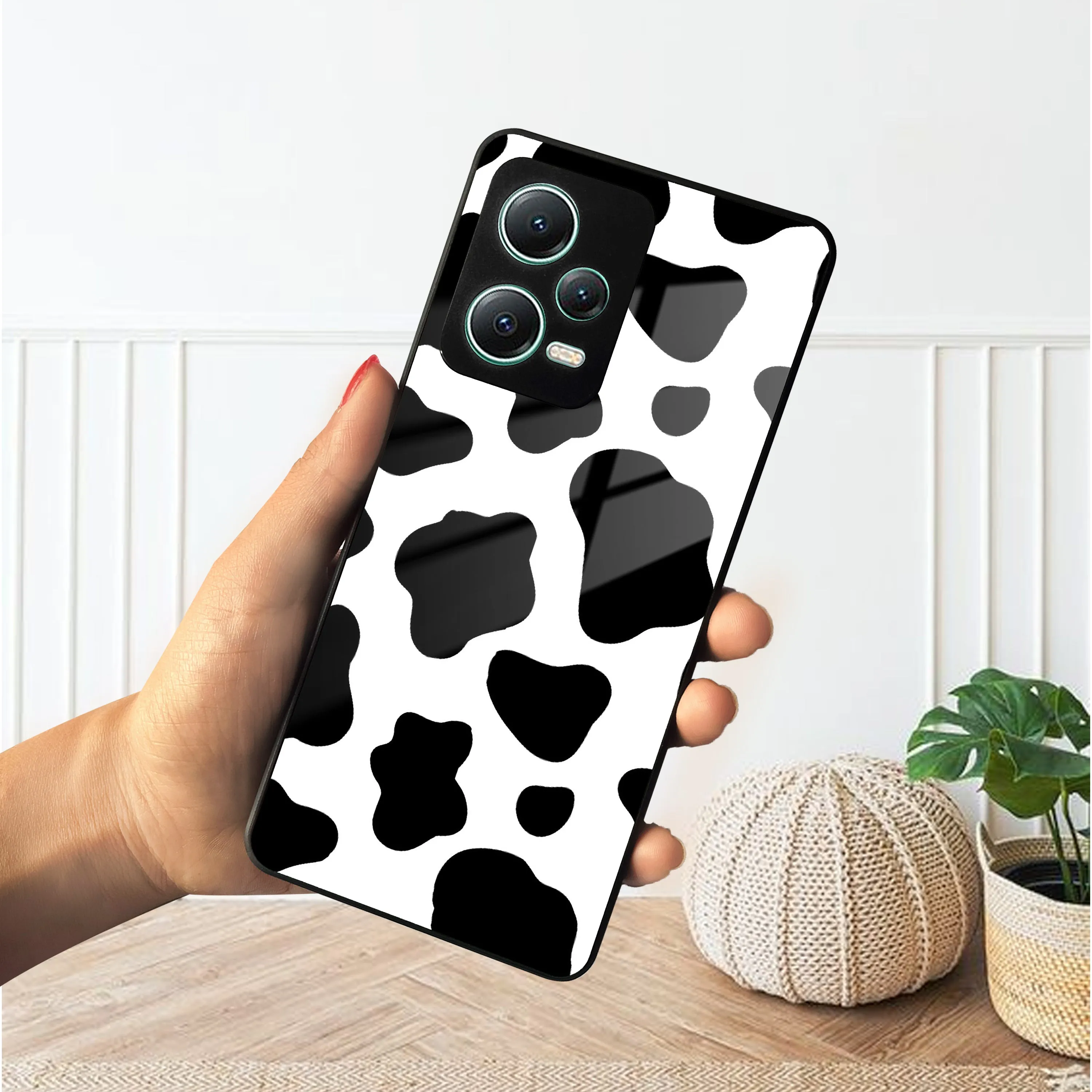 Cow Print Glass Phone Case And Cover For Redmi/Xiaomi