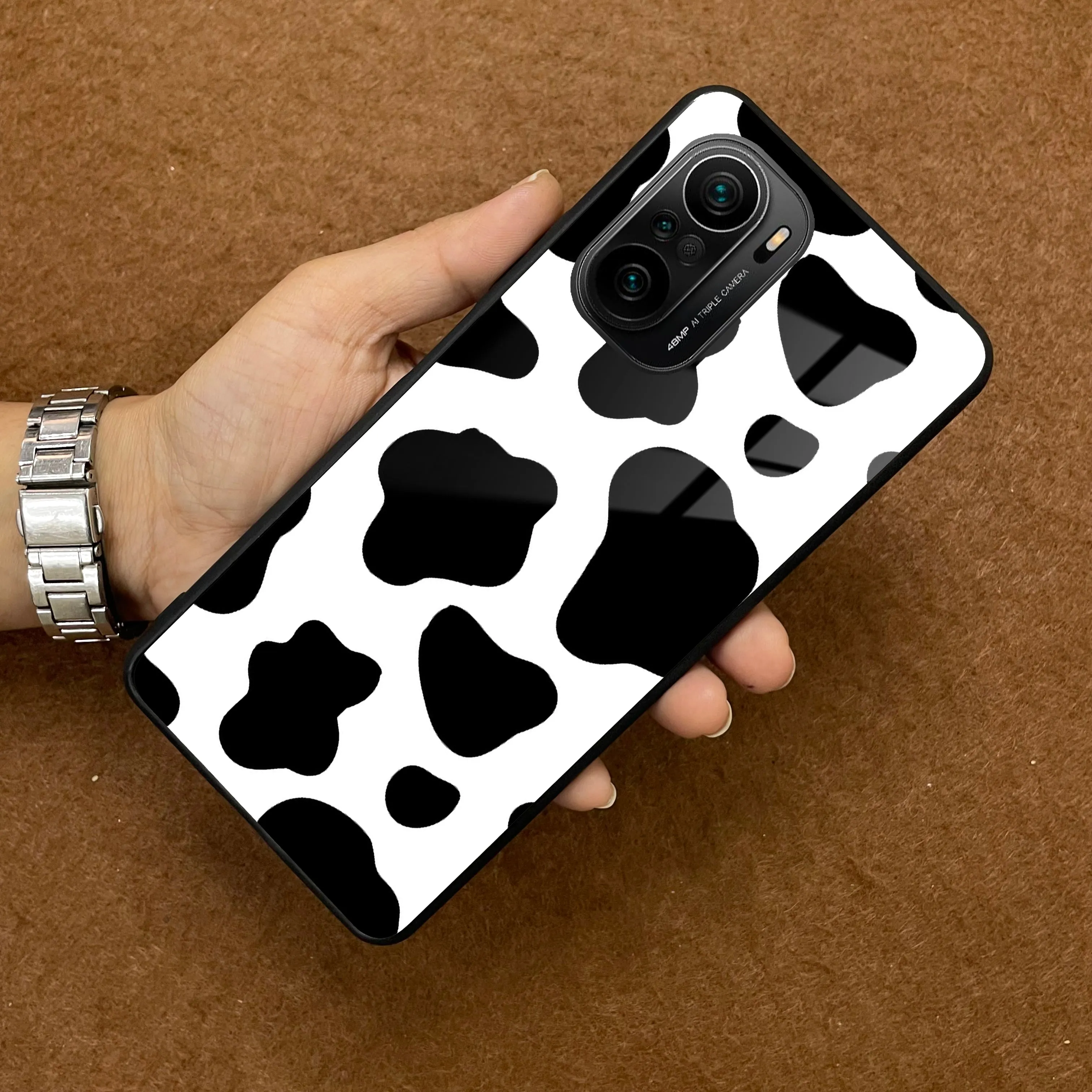 Cow Print Glass Phone Case And Cover For Redmi/Xiaomi