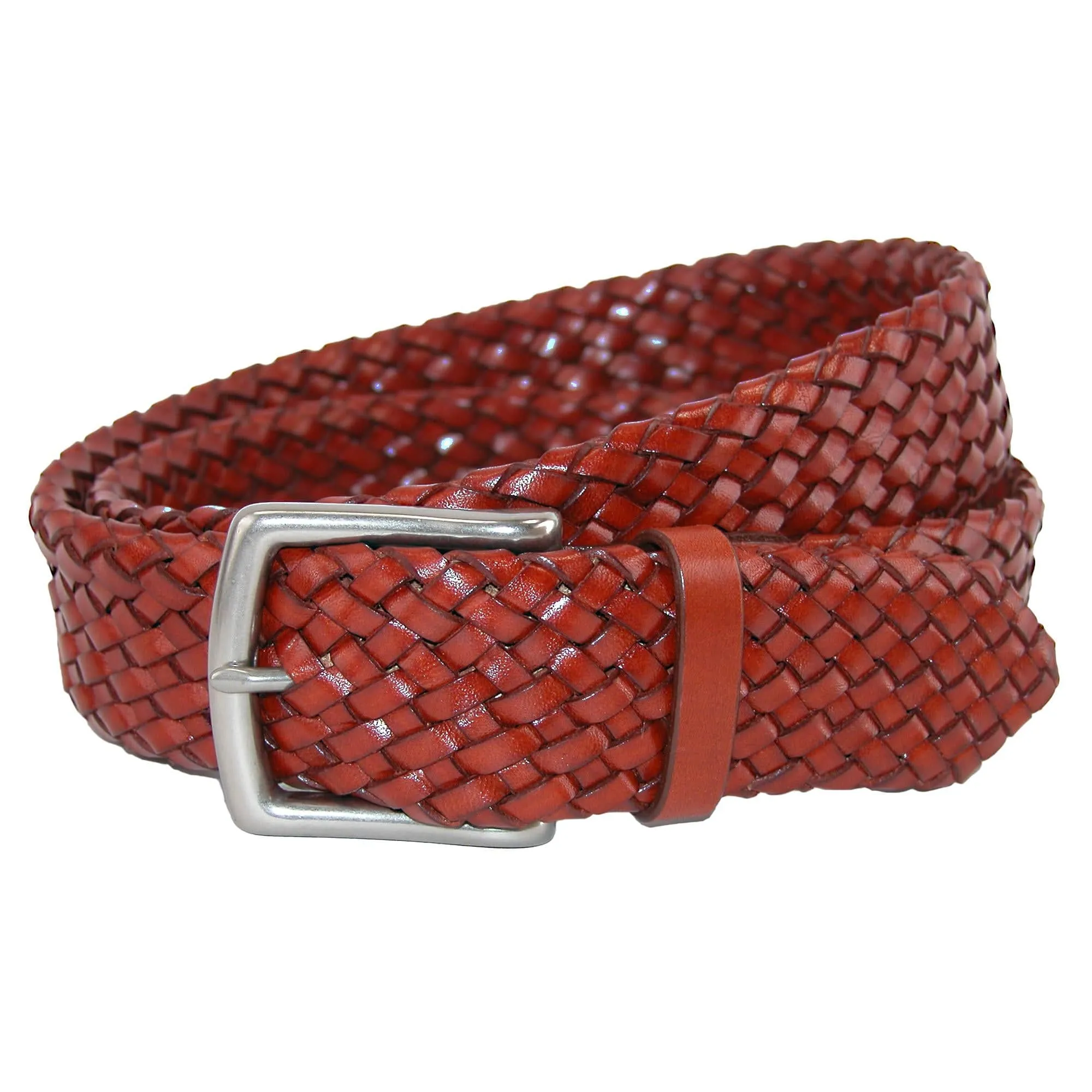 CrookhornDavis Men's Toscana Leather Tubular Braided Belt