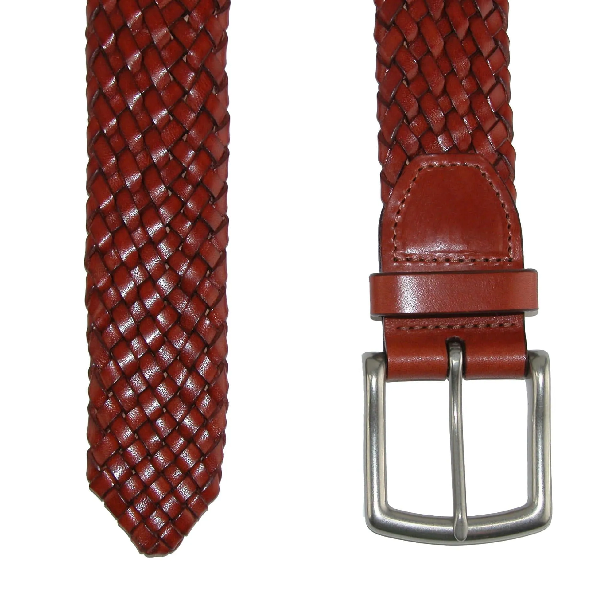 CrookhornDavis Men's Toscana Leather Tubular Braided Belt