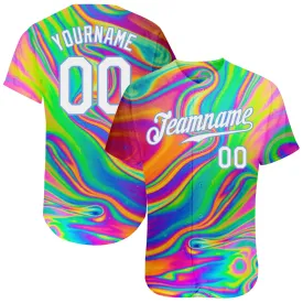 Custom 3D Pattern Design Abstract Colorful Psychedelic Fluid Art Authentic Baseball Jersey