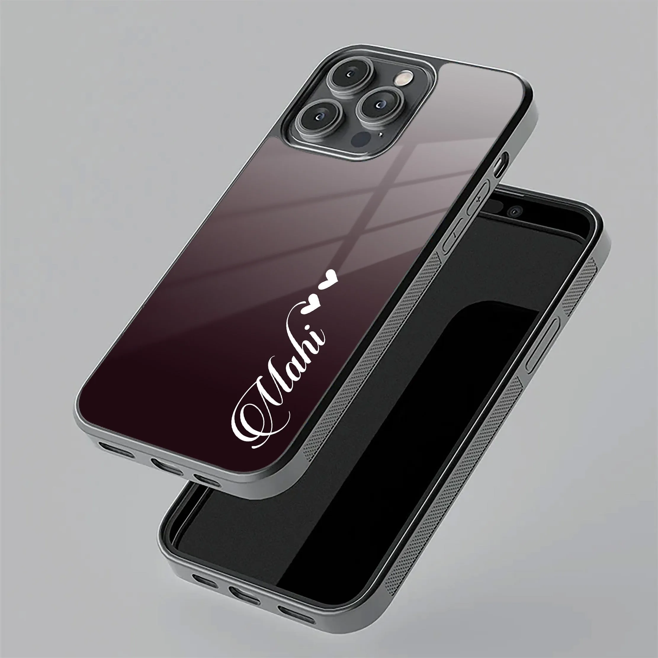 Customize Name Gradient Glass Case Cover Grey For Oppo