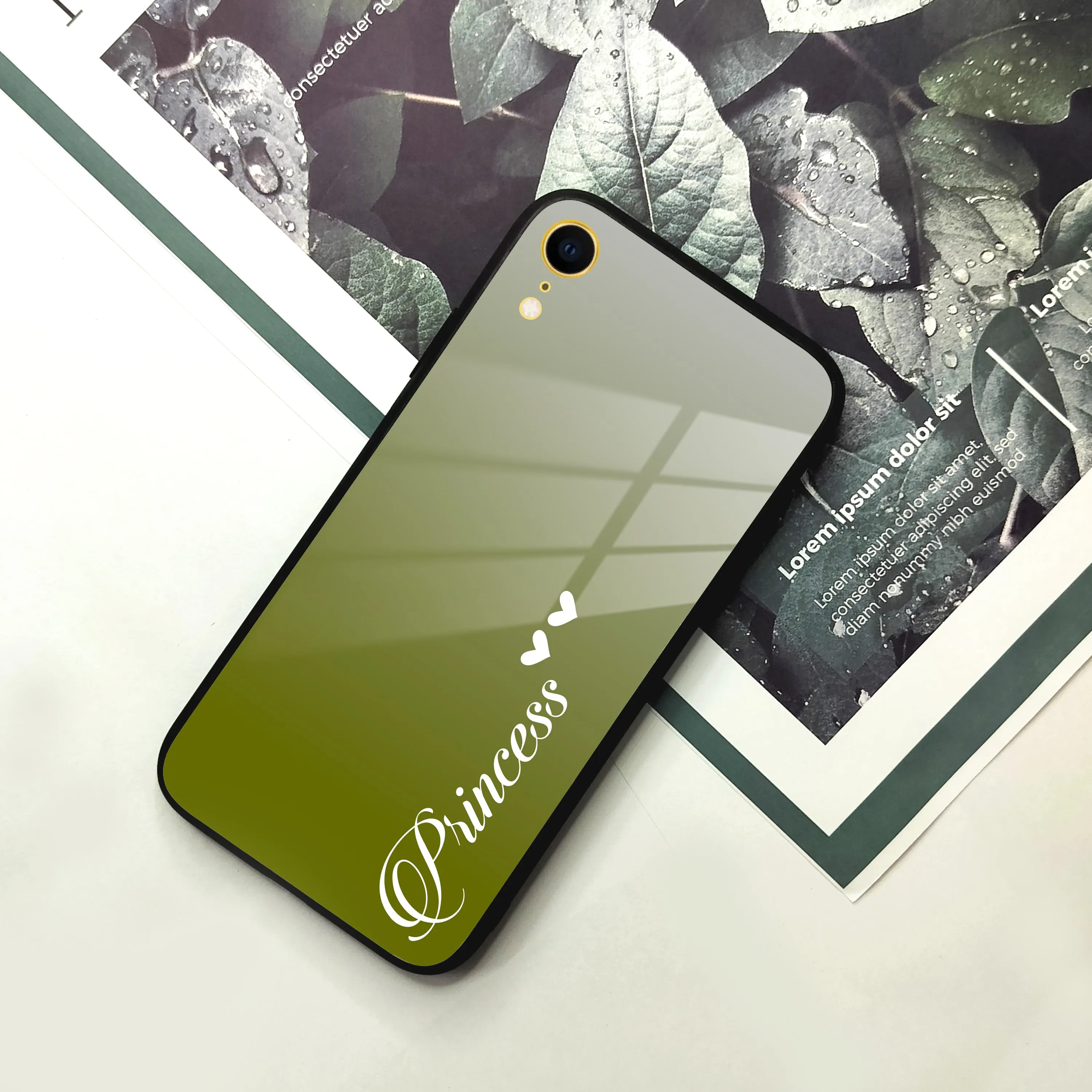 Customize Name Gradient Glass Case Cover  Mint Green For iPhone