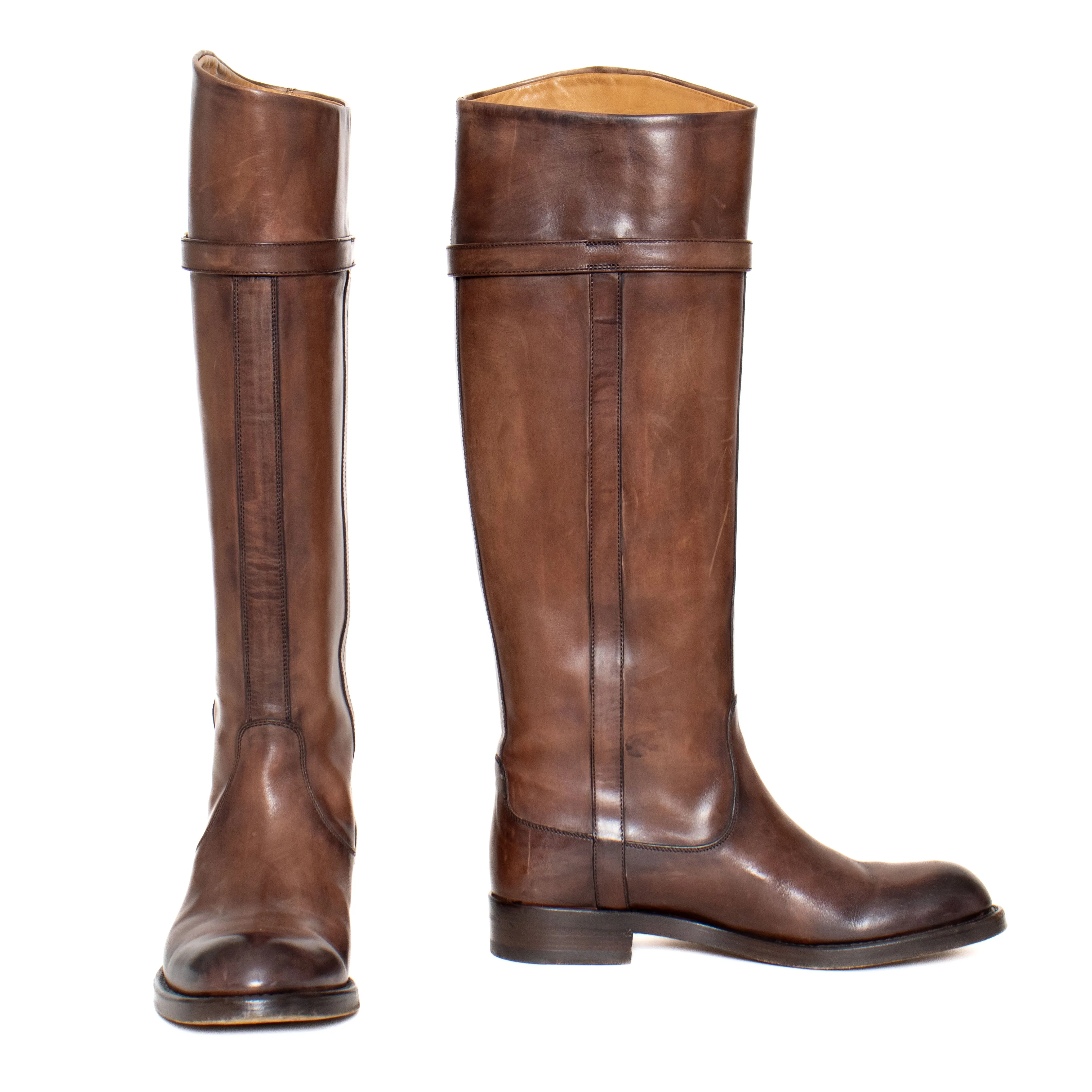 Dark Brown Leather Riding Boots 37