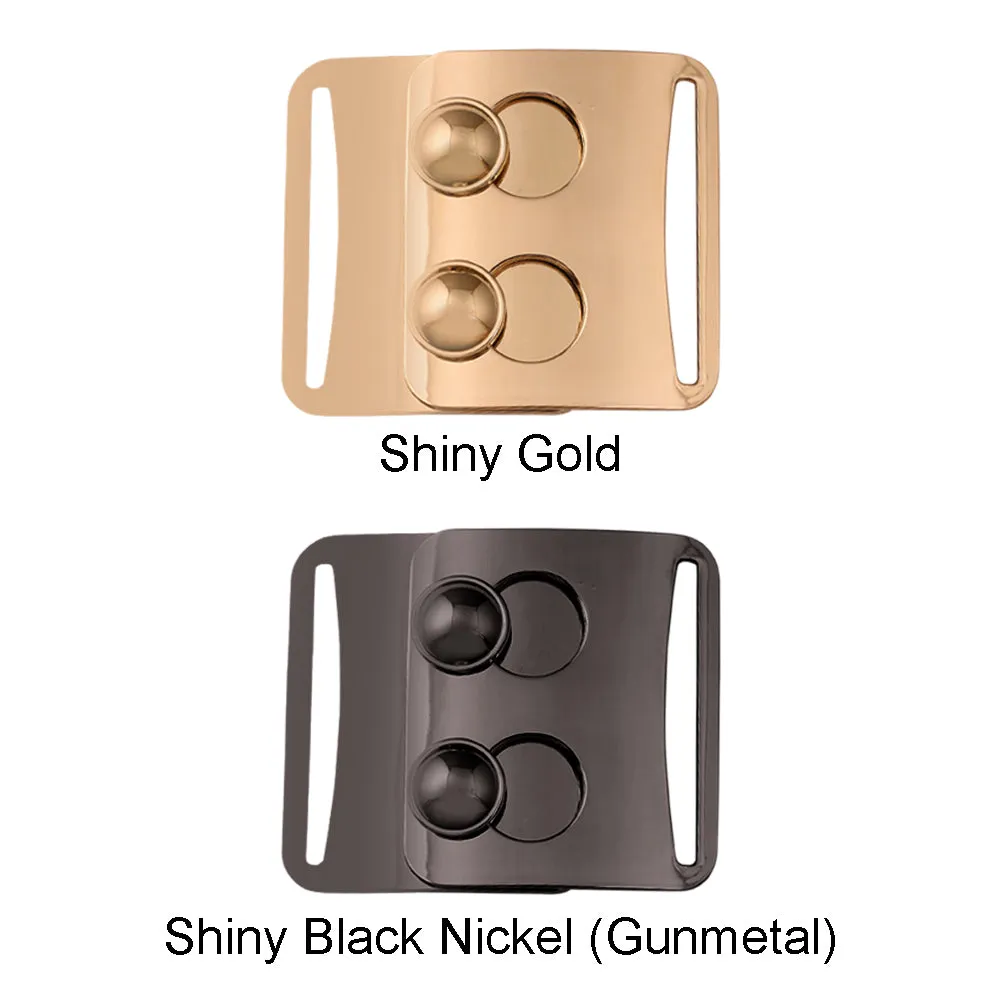 Designer Ladies Clasp Belt Buckle in Shiny Gold & Shiny Black Nickel