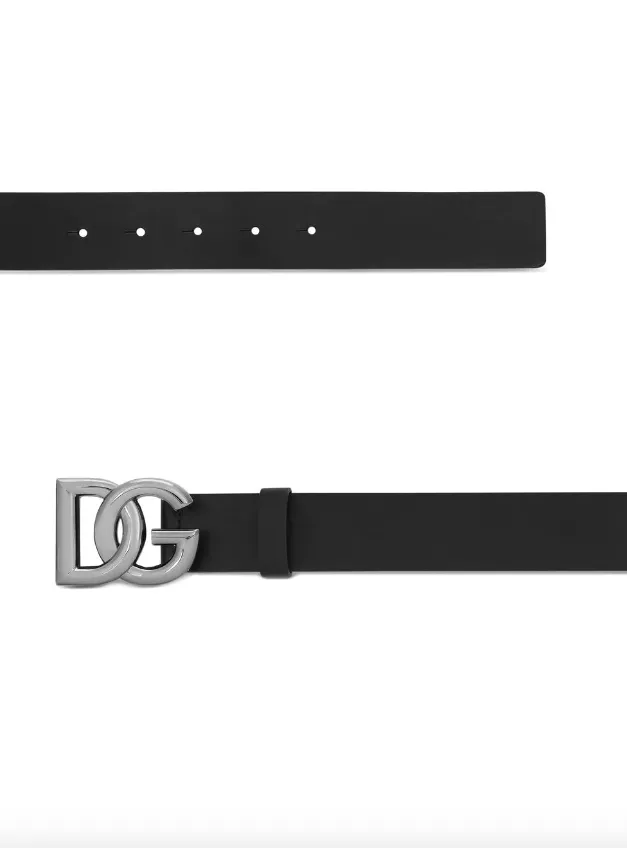 Dolce & Gabbana lux leather belt with crossover DG logo buckle