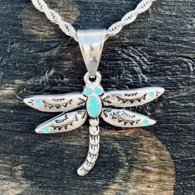 Dragonfly Turquoise Mini - Pendant - Rope Necklace - SK2530M