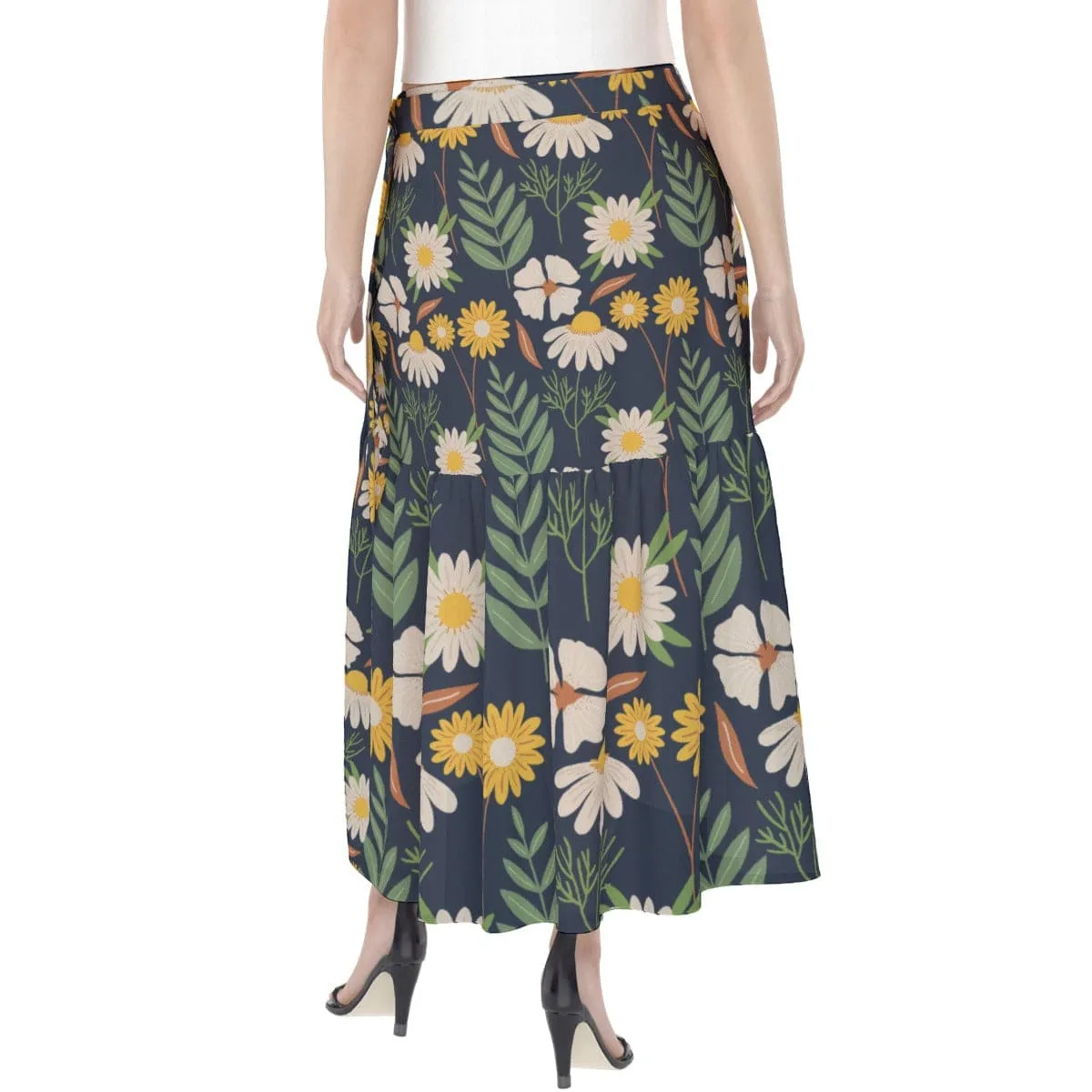 Ecru Black Daisy - Women's Wrap Skirt