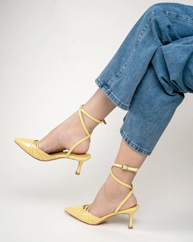 Elegant Cross Ankle Strap Design Heeled Sandals