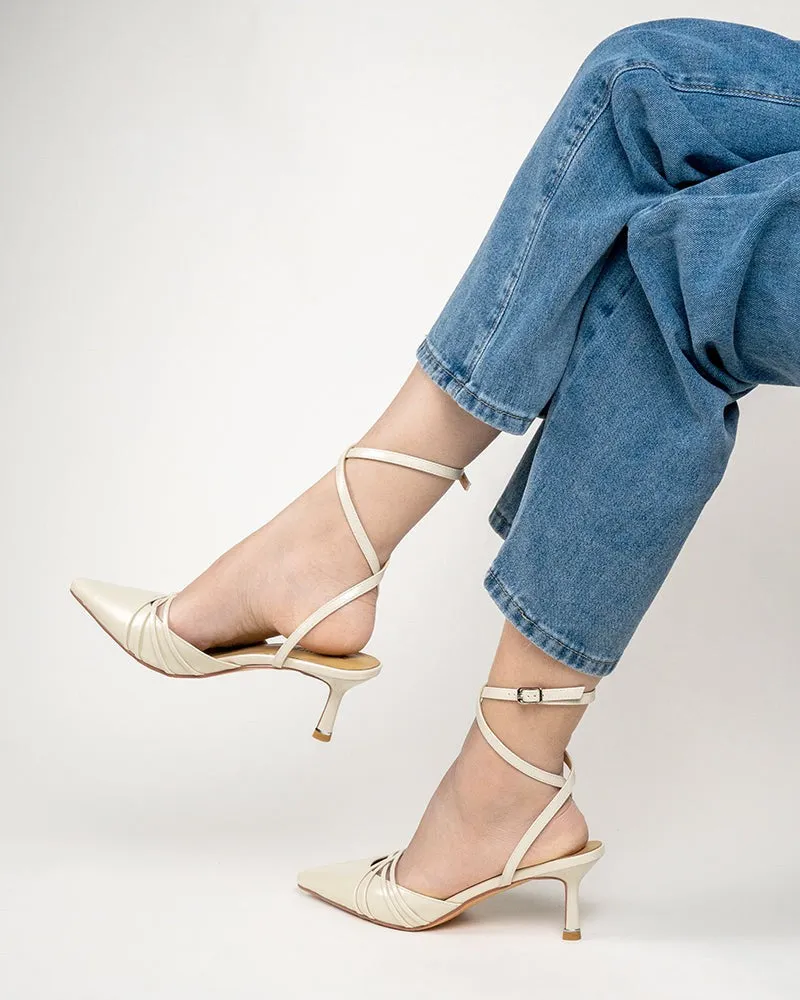 Elegant Cross Ankle Strap Design Heeled Sandals