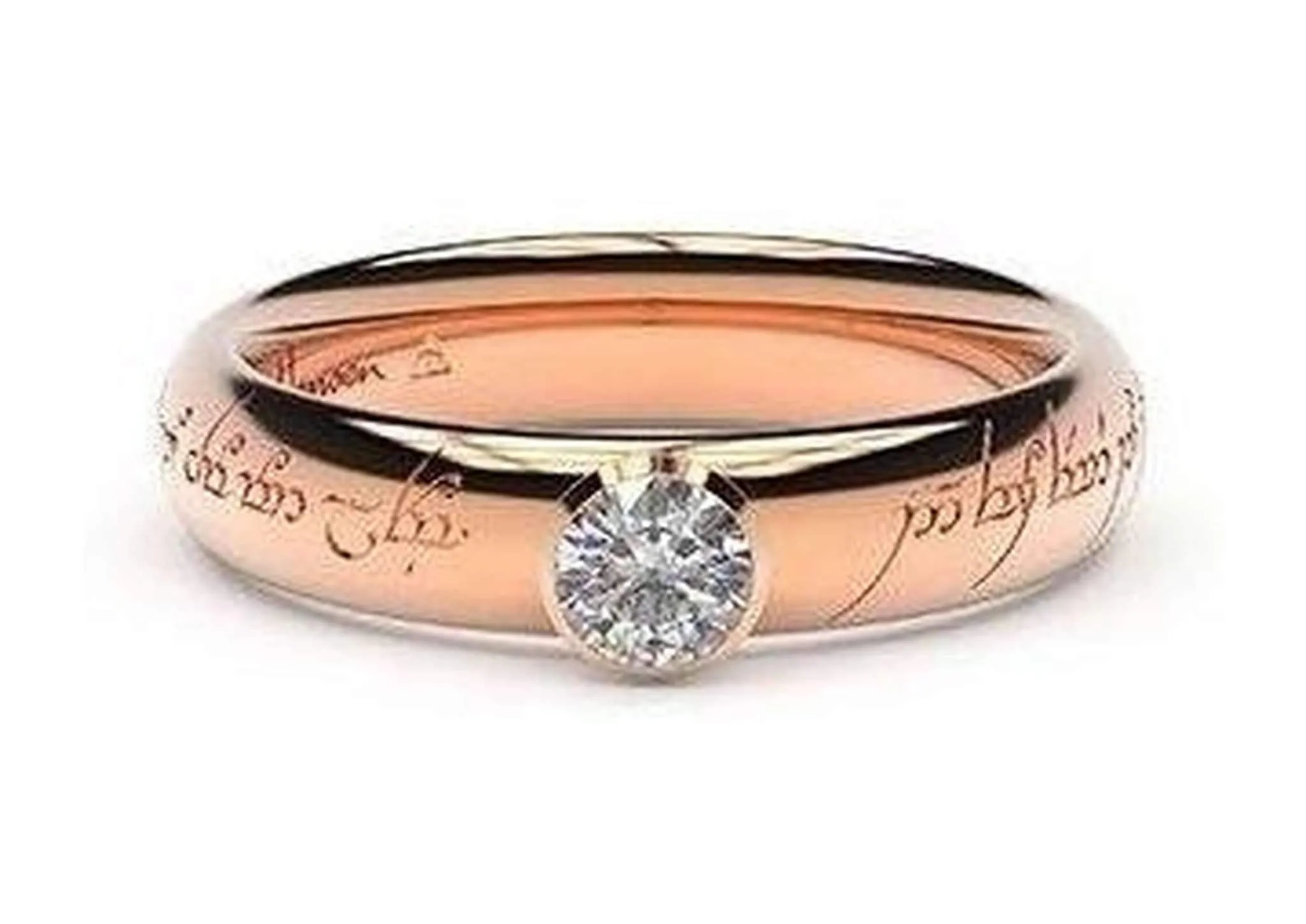 Elegant Elvish Engagement Ring, ~.33ct 18ct Red Gold