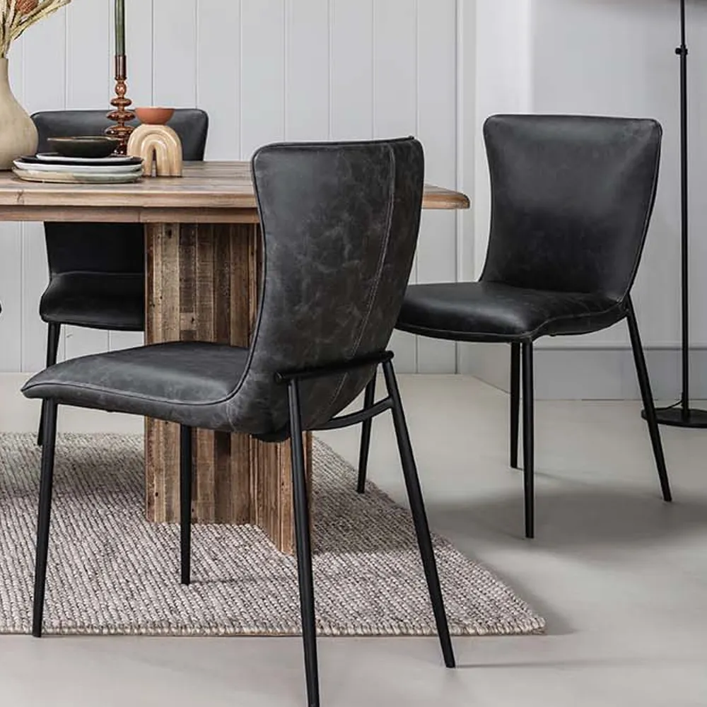 Ella Dark Grey PU Leather Dining Chair