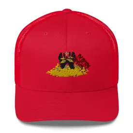 Embroidered Conquerors Red Trucker Cap