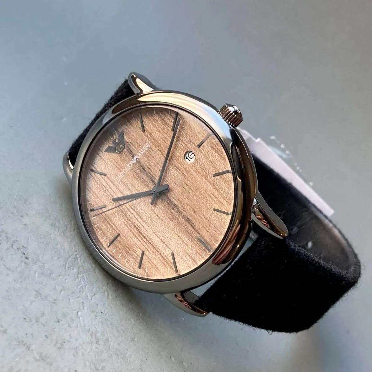 Emporio Armani Wristwatch Woodgrain Men's Calendar Quartz