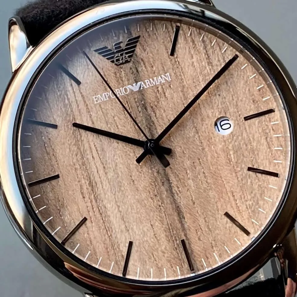 Emporio Armani Wristwatch Woodgrain Men's Calendar Quartz