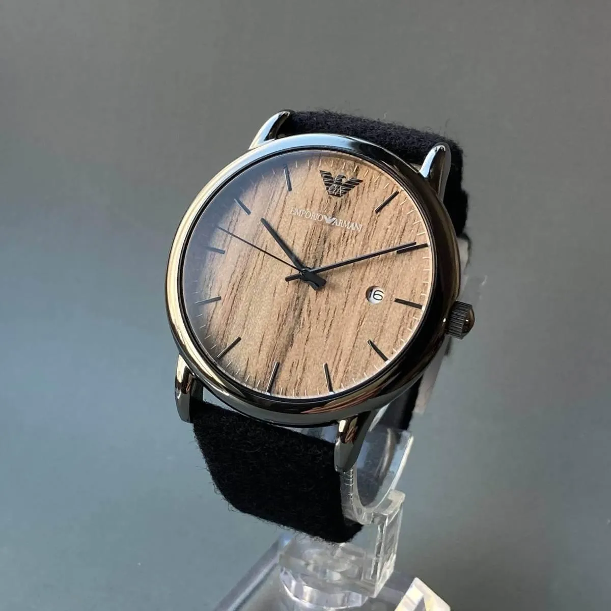 Emporio Armani Wristwatch Woodgrain Men's Calendar Quartz