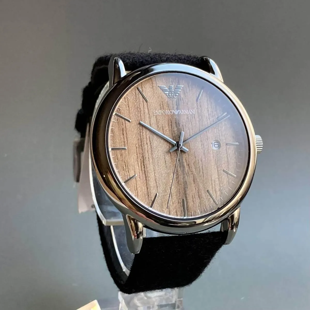 Emporio Armani Wristwatch Woodgrain Men's Calendar Quartz