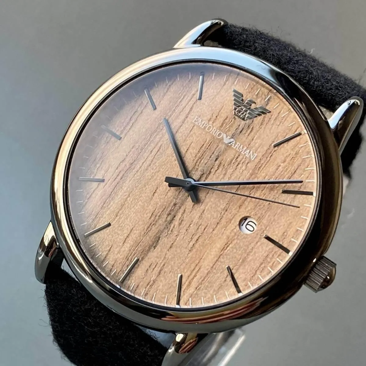 Emporio Armani Wristwatch Woodgrain Men's Calendar Quartz