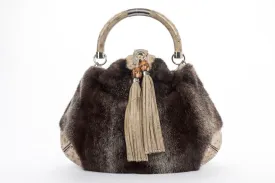 (Exotic) Gucci Limited Edition Indy Bag (182388 000926) in Mink & Ostrich, with Dust Cover