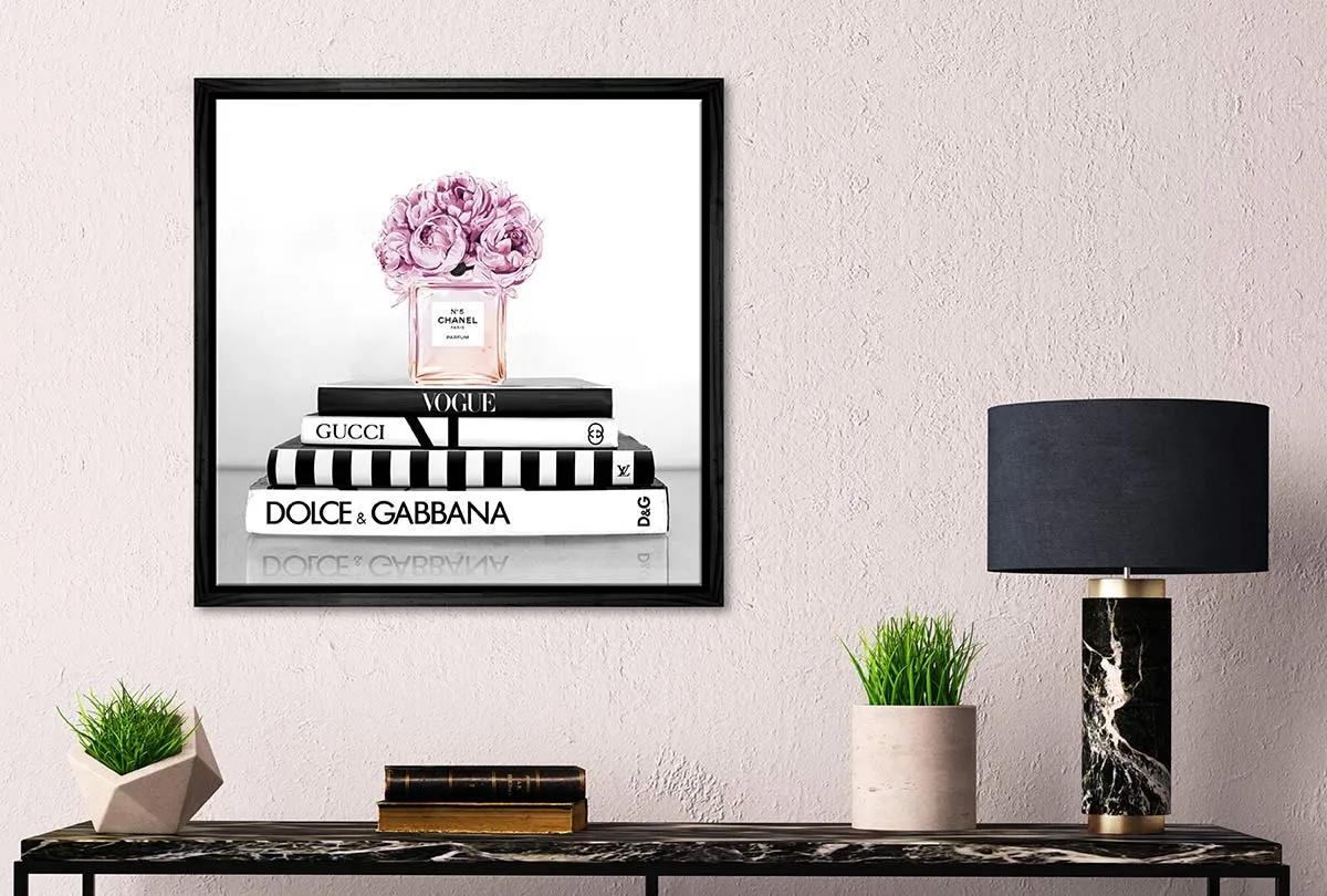 Fashion Books with Chanel Perfume 2 | Fashion Canvas Wall Art Print