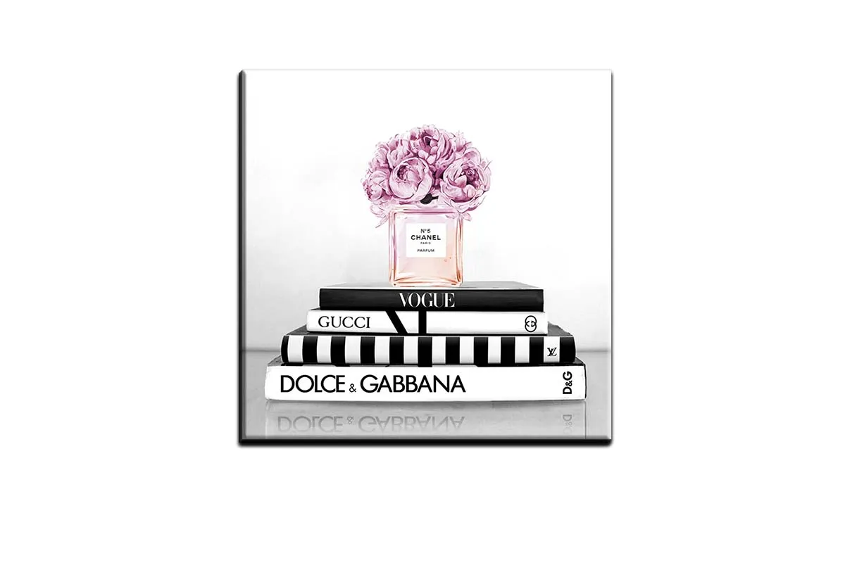 Fashion Books with Chanel Perfume 2 | Fashion Canvas Wall Art Print